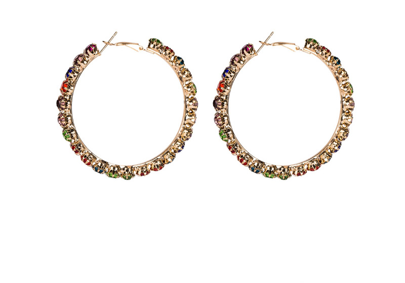 Fashion 5th Color Acrylic Large Circle Diamond Earrings,Hoop Earrings