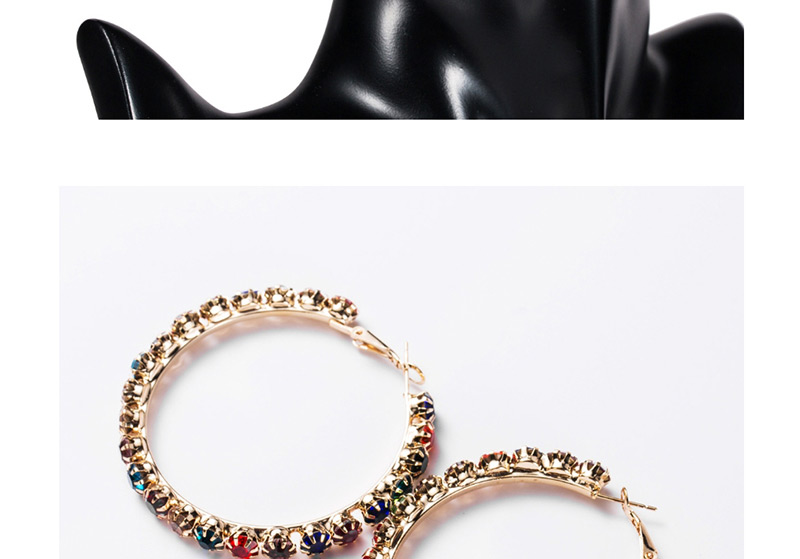 Fashion 7th Color Acrylic Large Circle Diamond Earrings,Hoop Earrings