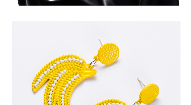 Fashion Yellow Alloy Spray Paint  Silver Needle Banana Earrings,Drop Earrings