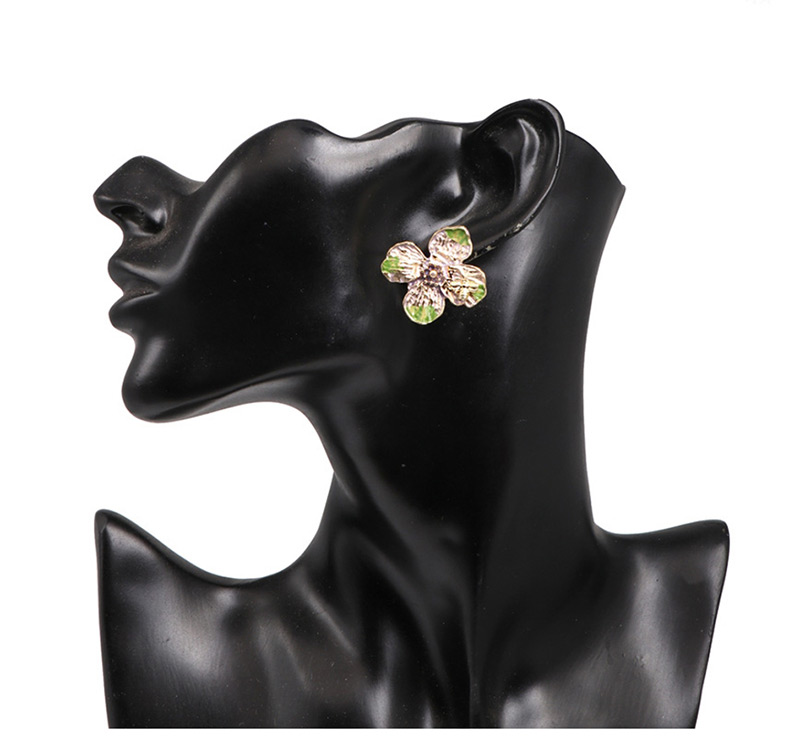 Fashion Pink Painted Painted Four-leaf Clover Earrings,Stud Earrings
