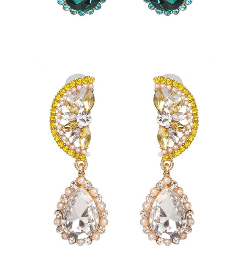 Fashion Yellow Glass Diamond Orange Earrings,Drop Earrings