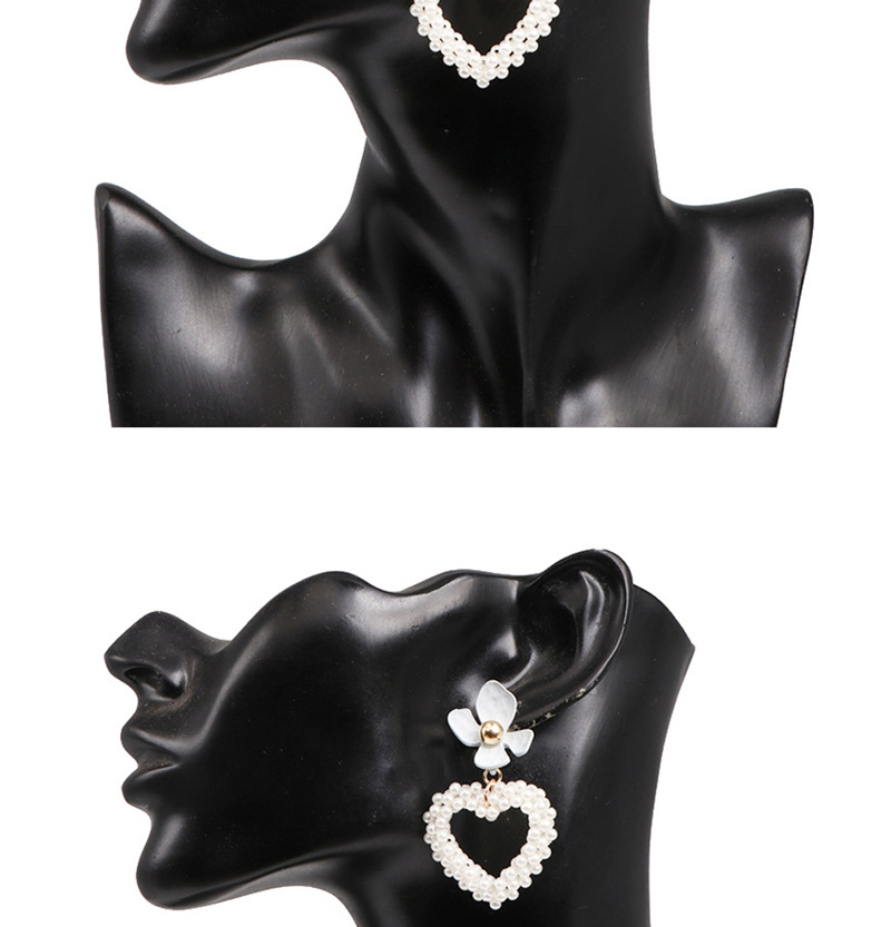 Fashion White Budo Pearl Love Heart Earrings,Drop Earrings