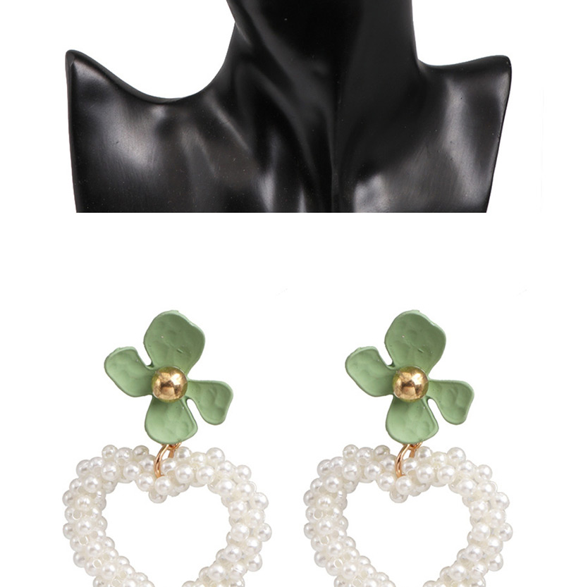 Fashion Green Budo Pearl Love Heart Earrings,Drop Earrings