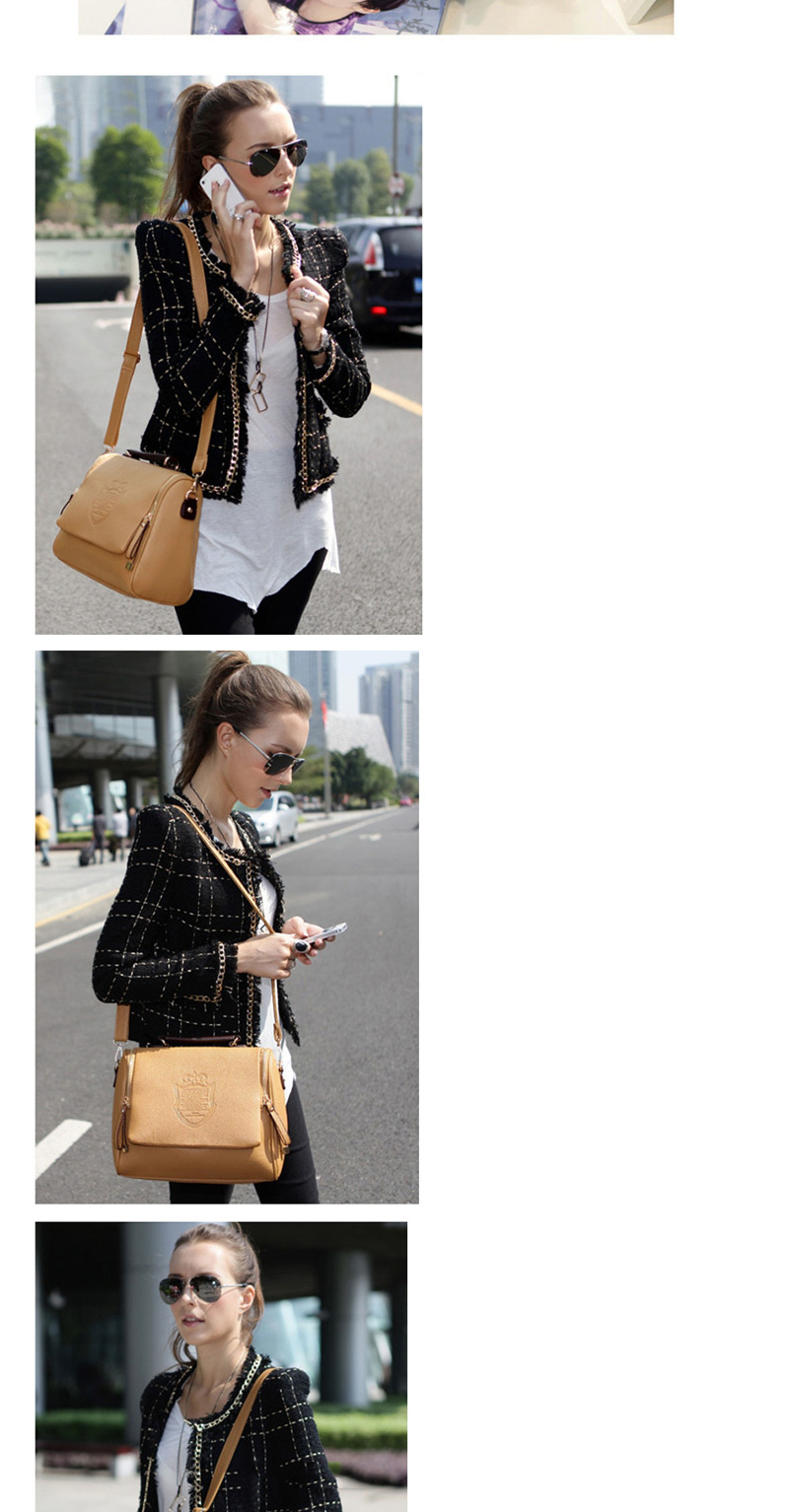 Fashion Khaki Double Pull Crown Shoulder Bag Shoulder Bag,Handbags