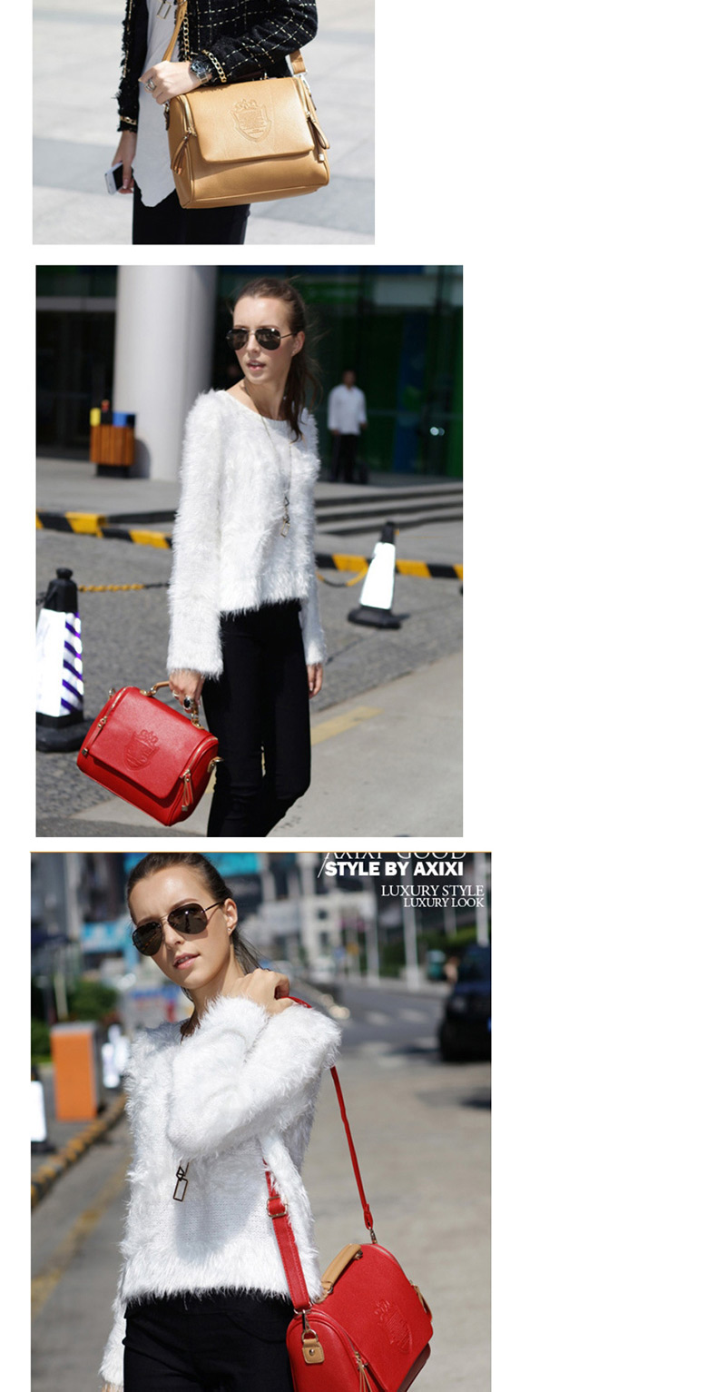 Fashion Creamy-white Double Pull Crown Shoulder Bag Shoulder Bag,Handbags