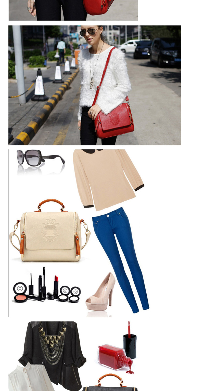 Fashion Red Double Pull Crown Shoulder Bag Shoulder Bag,Handbags