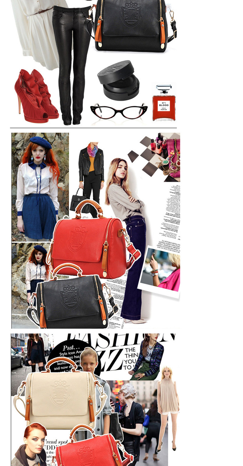 Fashion Red Double Pull Crown Shoulder Bag Shoulder Bag,Handbags