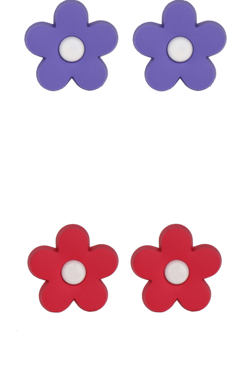 Fashion Purple Soft Ceramic Flower Earrings,Stud Earrings