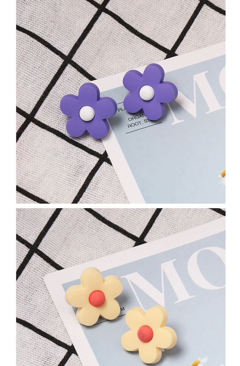 Fashion Purple Soft Ceramic Flower Earrings,Stud Earrings