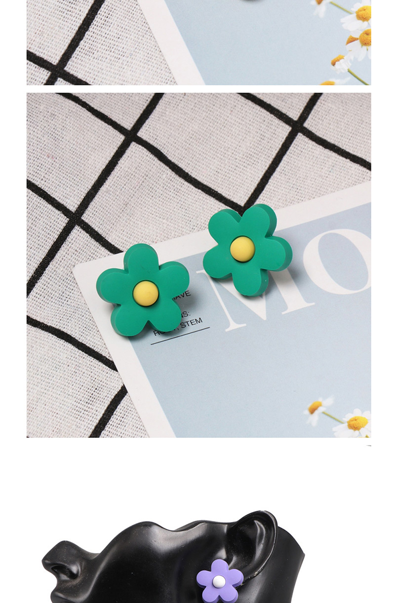 Fashion Green Soft Ceramic Flower Earrings,Stud Earrings