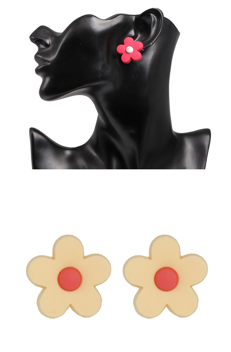 Fashion Red Soft Ceramic Flower Earrings,Stud Earrings