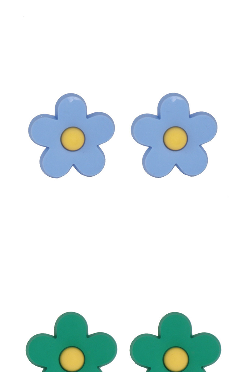 Fashion Blue Soft Ceramic Flower Earrings,Stud Earrings