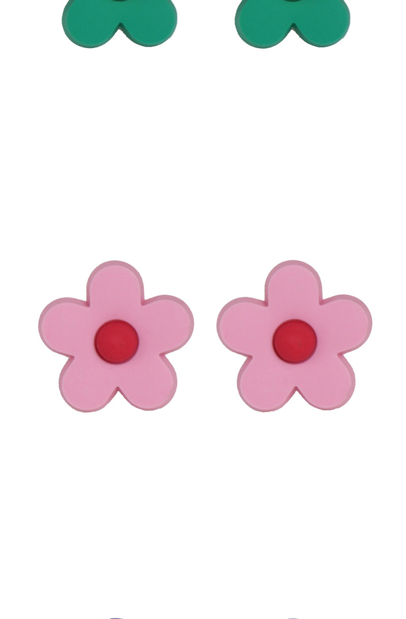 Fashion Pink Soft Ceramic Flower Earrings,Stud Earrings