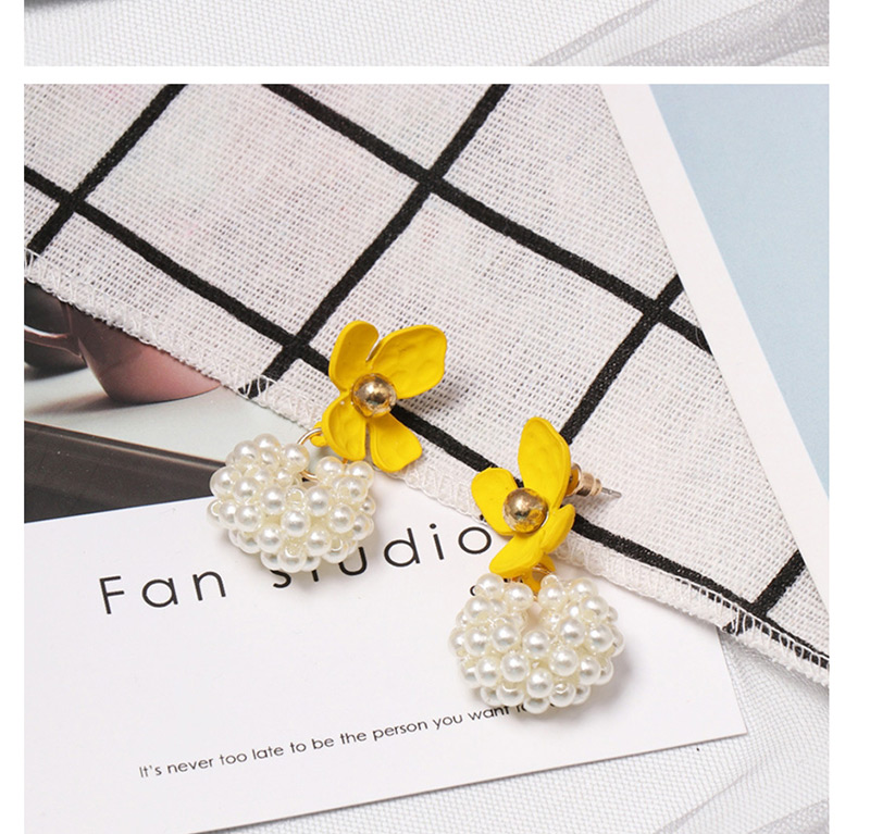 Fashion Yellow Budo Pearl Geometric Earrings,Drop Earrings