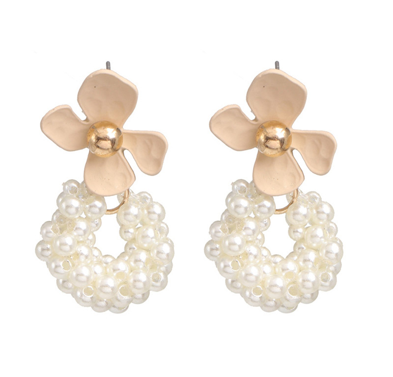 Fashion White Budo Pearl Geometric Earrings,Drop Earrings