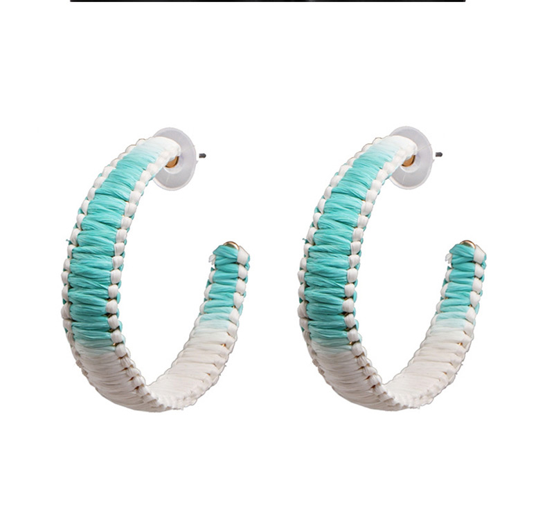 Fashion Blue Braided Lafite C-shaped Earrings,Drop Earrings