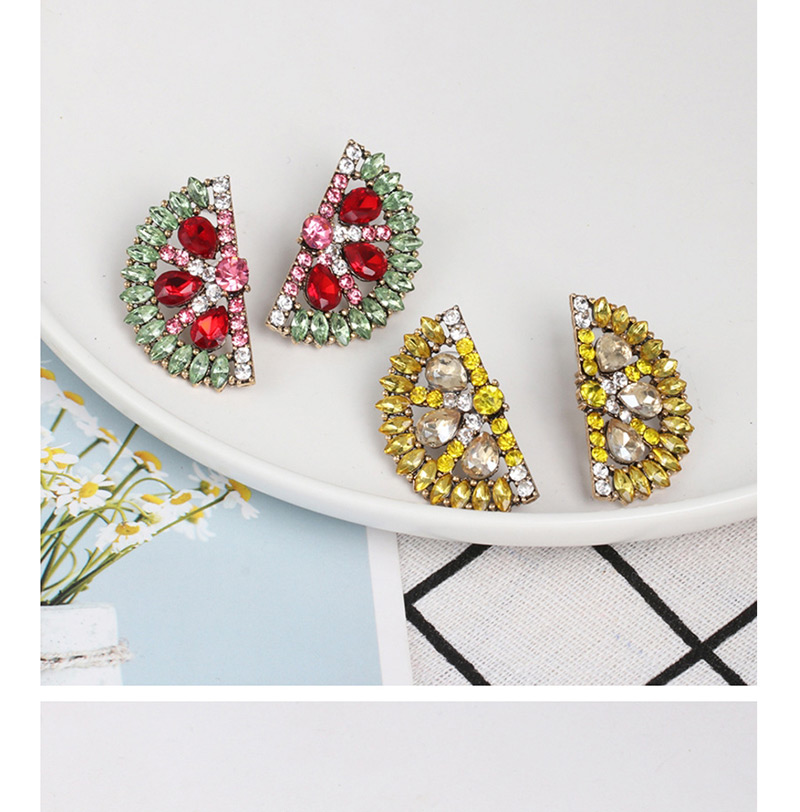 Fashion Yellow Glass Diamond Orange Earrings,Stud Earrings