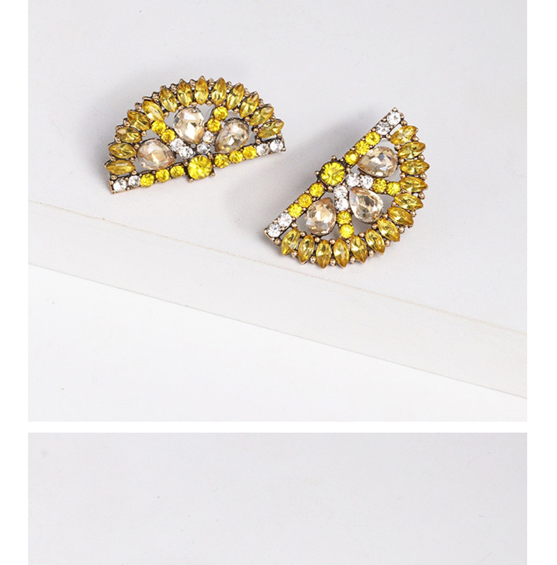 Fashion Yellow Glass Diamond Orange Earrings,Stud Earrings