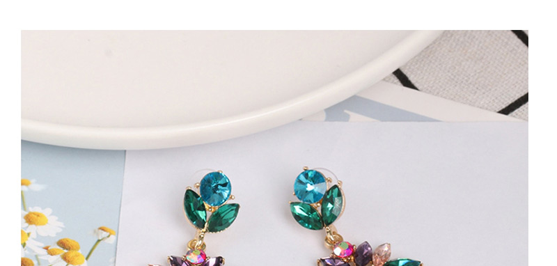 Fashion Color Diamond Flower Earrings,Drop Earrings