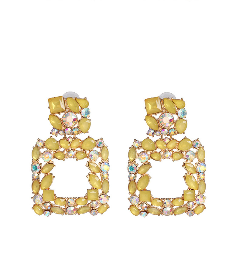 Fashion Yellow Geometric Diamond Earrings,Drop Earrings