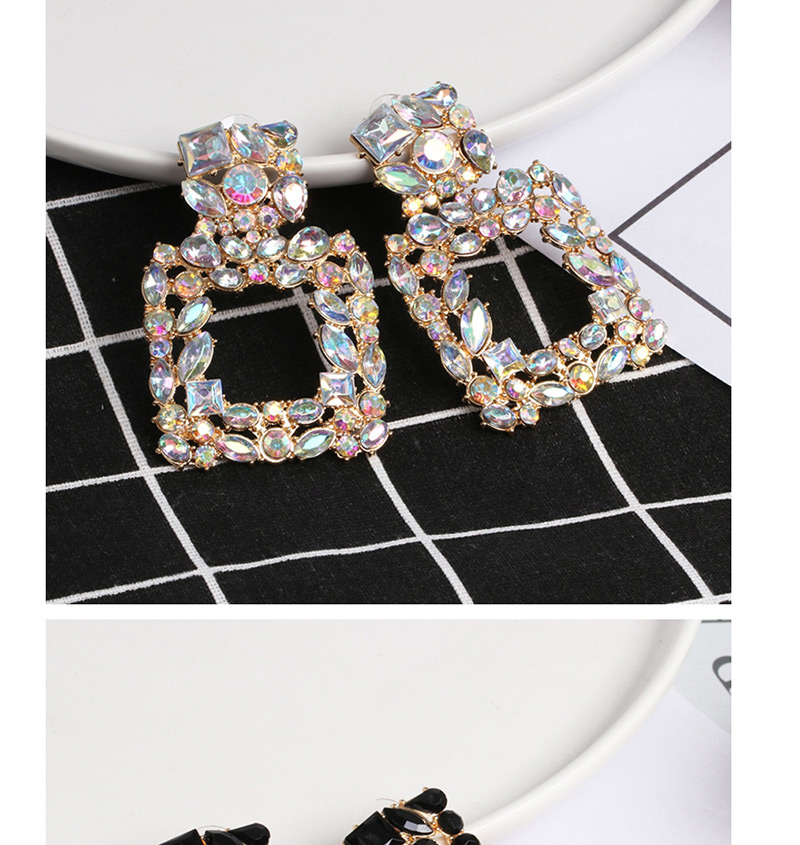 Fashion Green Geometric Diamond Earrings,Drop Earrings