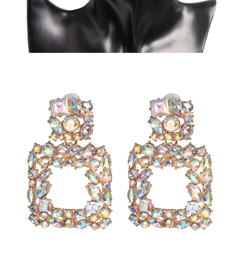Fashion Pink Geometric Diamond Earrings,Drop Earrings