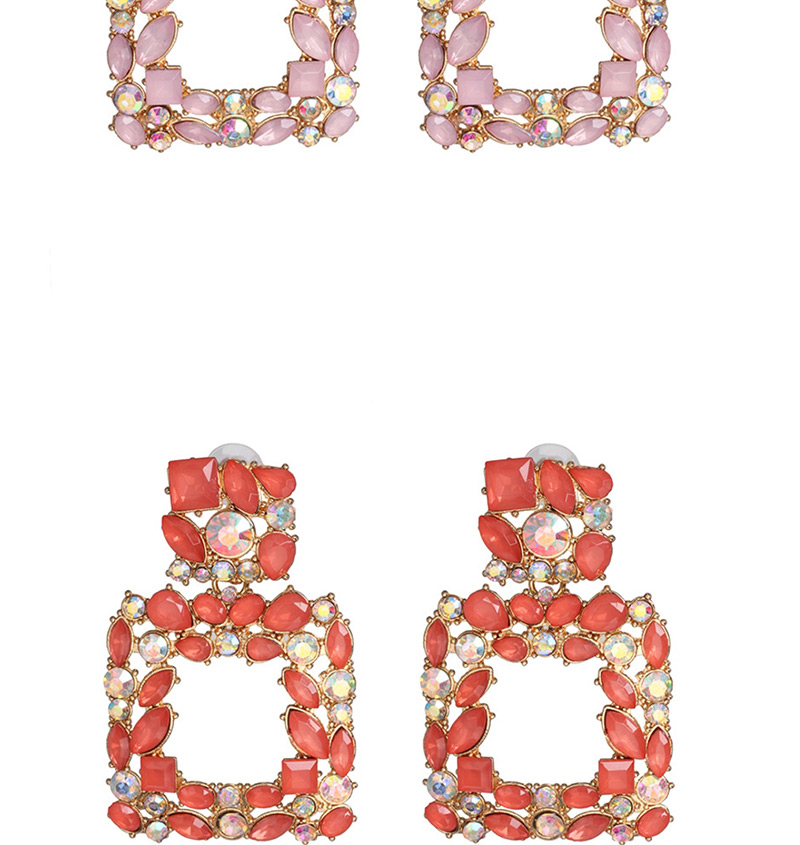 Fashion Red Geometric Diamond Earrings,Drop Earrings