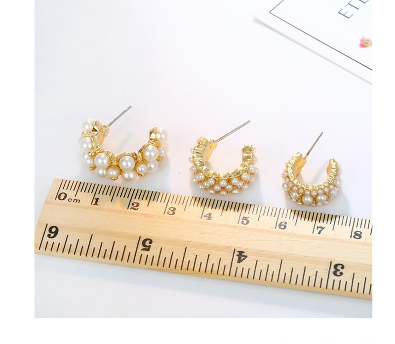 Fashion Golden Large Open Round Pearl Earrings,Hoop Earrings
