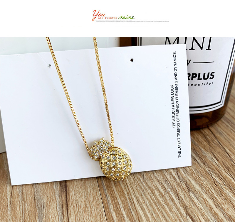 Fashion Gold Copper Inlaid Zircon Pineapple Necklace,Necklaces