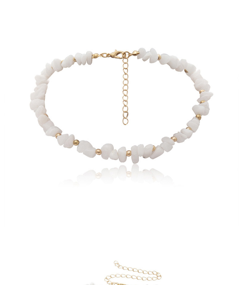 Fashion White Beaded Crystal Raw Stone Single Layer Necklace,Crystal Necklaces