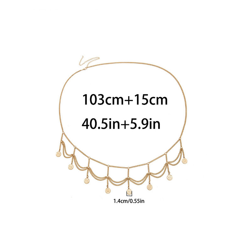 Fashion Gold Multi-layered Embossed Coin Tassel Waist Chain,Body Piercing Jewelry