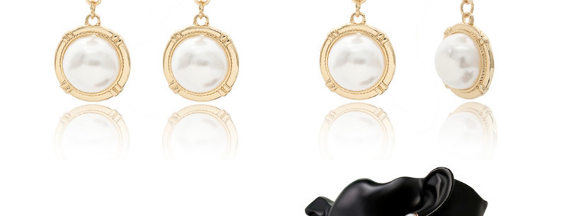 Fashion One Gold Double Round 1380 Geometric Pearl Earrings,Drop Earrings
