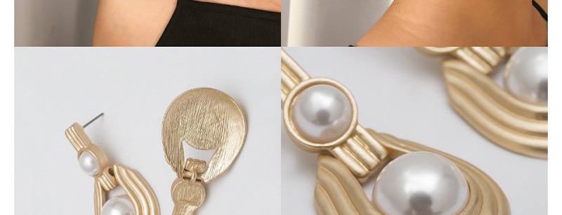 Fashion Two Asian Gold Drop Shape 1518 Geometric Pearl Earrings,Drop Earrings