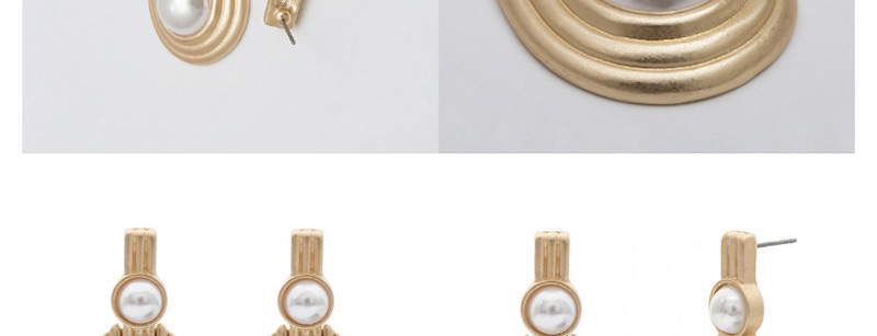Fashion Two Asian Gold Drop Shape 1518 Geometric Pearl Earrings,Drop Earrings