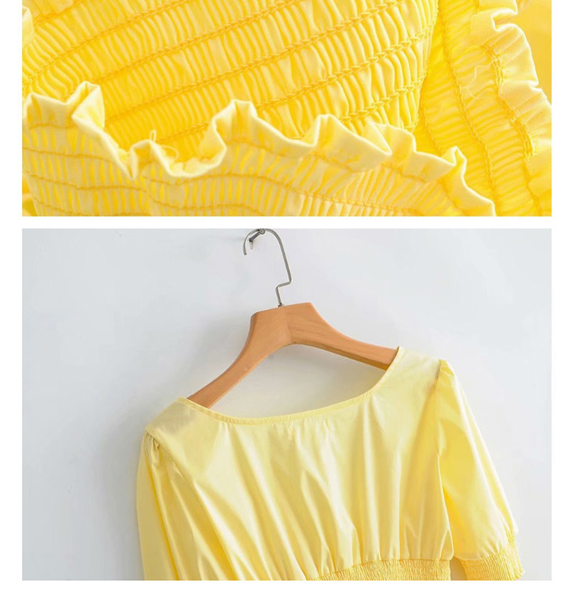 Fashion Yellow Open Umbilical Elastic Tie Shirt,Hair Crown