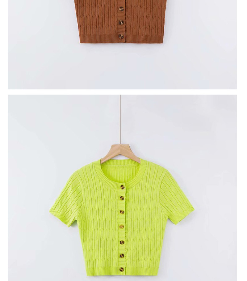 Fashion Bright Yellow Knitted Amber Button Cardigan T-shirt,Hair Crown