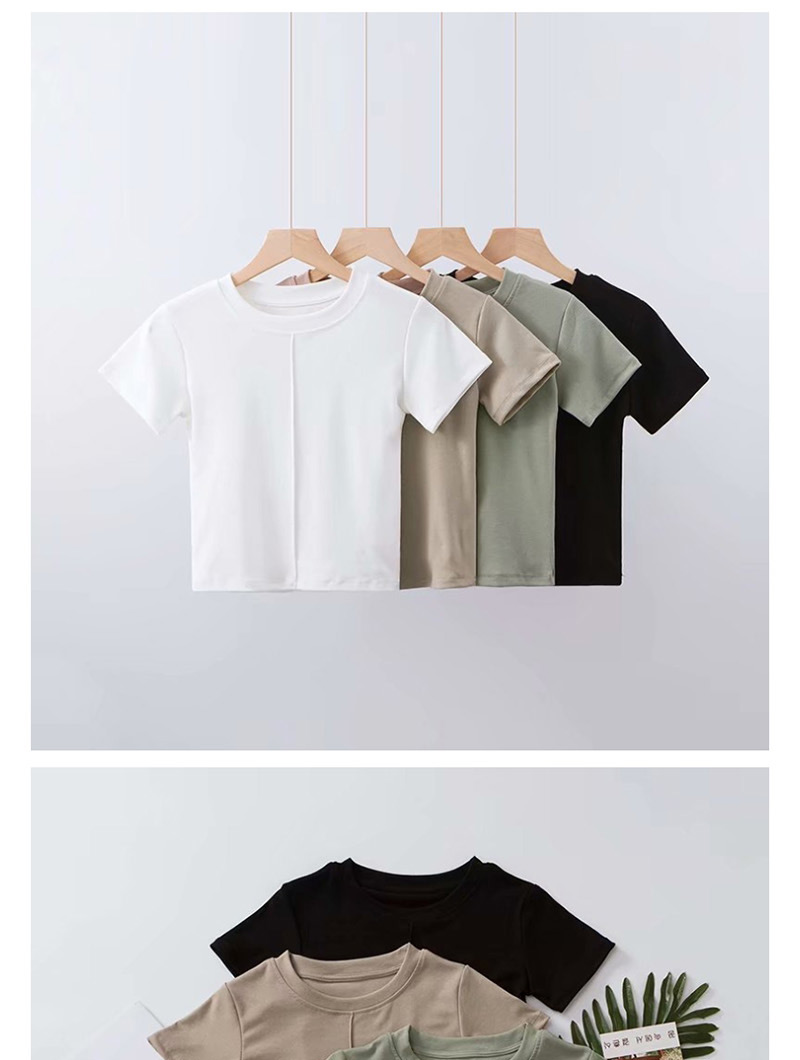 Fashion Black Middle Pressure Line Solid Color T-shirt,Hair Crown