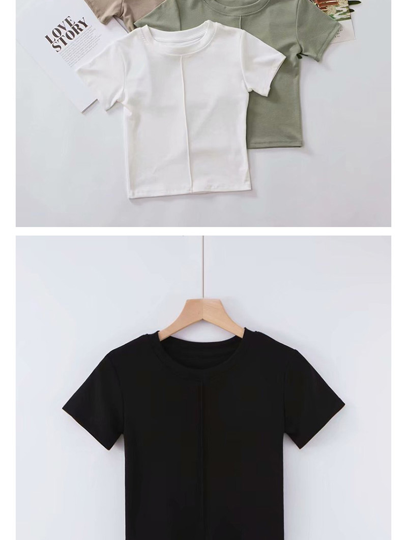 Fashion Black Middle Pressure Line Solid Color T-shirt,Hair Crown