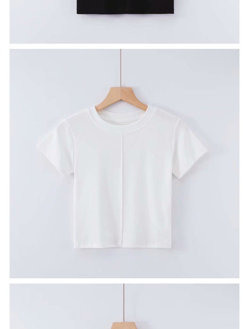 Fashion White Middle Pressure Line Solid Color T-shirt,Hair Crown