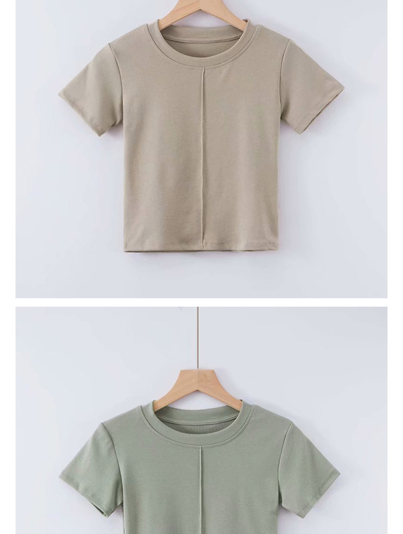 Fashion Bean Green Middle Pressure Line Solid Color T-shirt,Hair Crown