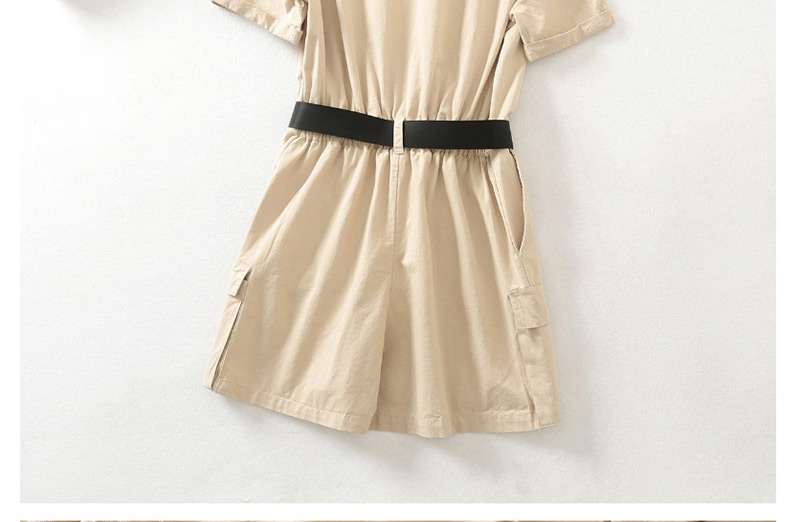 Fashion Khaki Front Buttoned Work Pocket With Belted Jumpsuit,Bodysuits