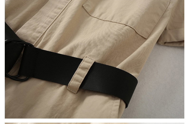 Fashion Khaki Front Buttoned Work Pocket With Belted Jumpsuit,Bodysuits