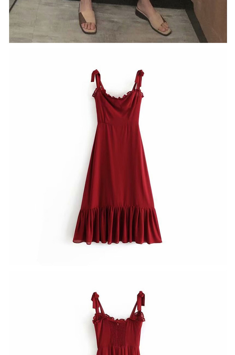 Fashion Red Wine Ruffled Tube Top Dress,Long Dress