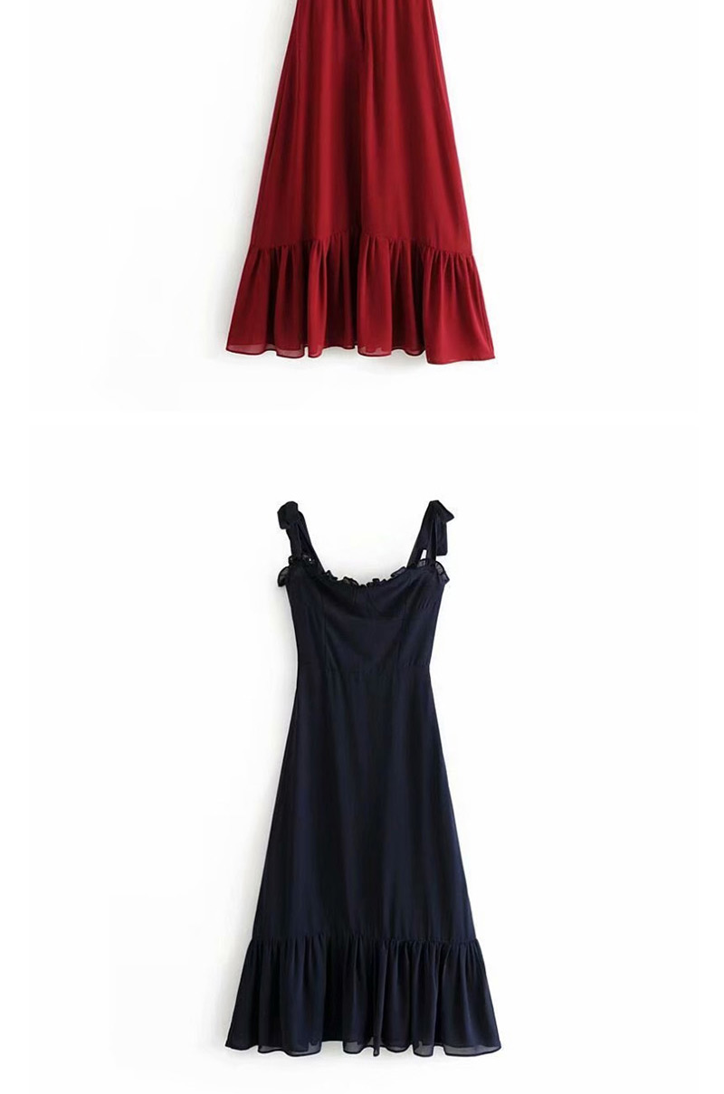 Fashion Red Wine Ruffled Tube Top Dress,Long Dress