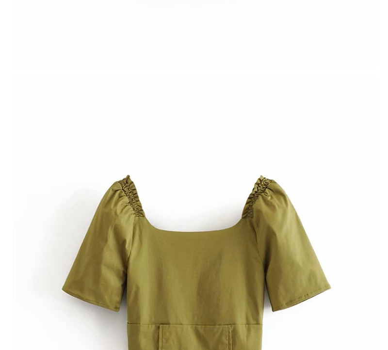 Fashion Green Single-breasted Square Collar Shirt,Blouses