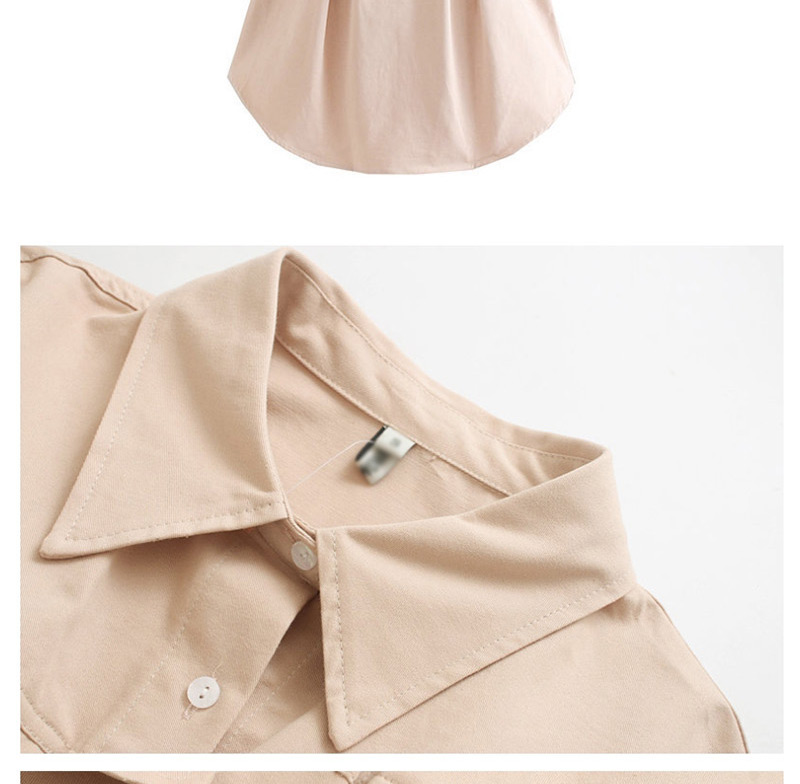 Fashion Light Khaki Button Lapels Denim Dress,Mini & Short Dresses