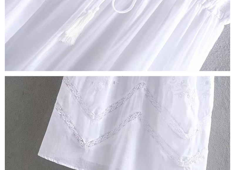 Fashion White Embroidered Open Back Strap Dress,Long Dress