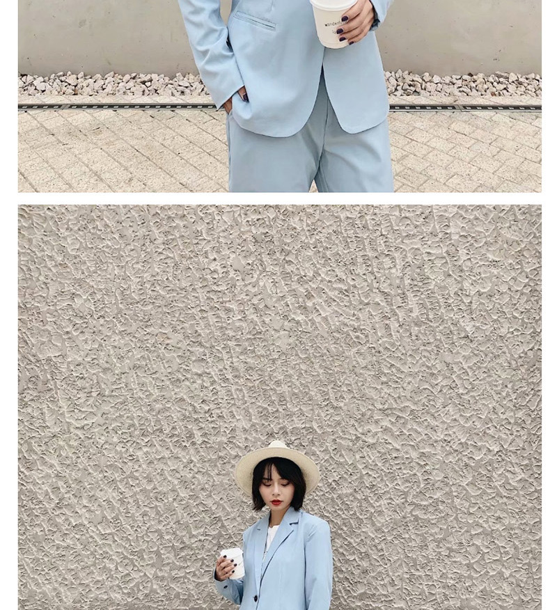 Fashion Blue One Button Suit,Coat-Jacket