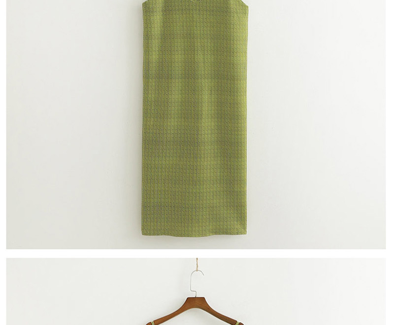 Fashion Green Textured Sling V-neck Split Dress,Long Dress