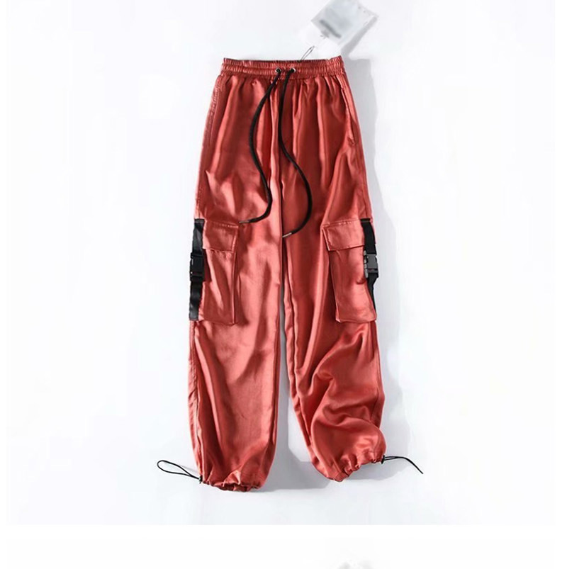 Fashion Black Silk Glossy Overalls,Pants